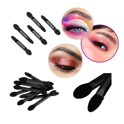 Set 20 de bureti pentru machiaj cu 2 capete, poliuretan si burete, negru [4]