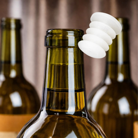 Set 20 dopuri spirala pentru sticle vin si lichide fermentate, etansare sigura, plastic alb, 22 mm, reutilizabile [2]