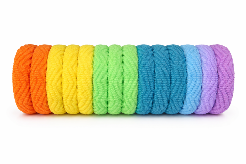 Set 20 elastice par textile 4.5 cm, culori portocaliu, galben, verde, turcoaz, albastru deschis, mov, cu cutie depozitare organizator [3]