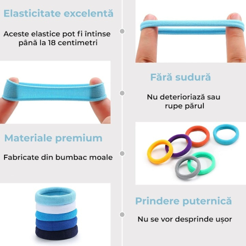Set 20 elastice pentru par, culori inchise – material premium din elastan, rezistent, elastic si delicat cu parul [8]