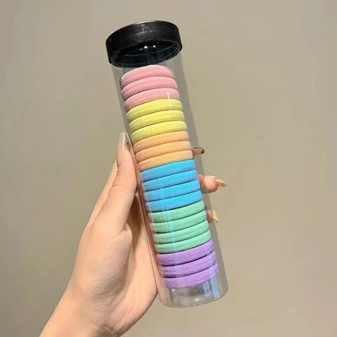 Set 20 elastice pentru par, culori roz – galben – portocaliu – bleu – verde menta – mov – material premium din elastan, rezistent, elastic si delicat cu parul [1]