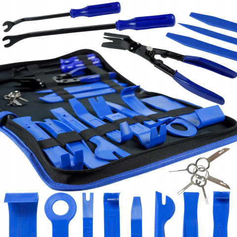 Set 20 extractoare pentru demontare tapiterie auto, clipsuri, ornamente si panouri, plastic si metal, cu husa pentru organizare [2]