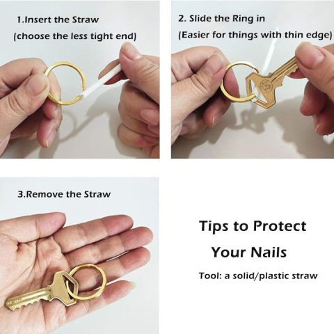 Set 20 inele pentru chei, auriu 3.4 cm, grosime 2.5 mm, inele metalice tip breloc pentru organizare chei, accesorii, etichete si proiecte creative [2]