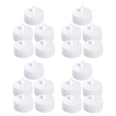 CASA & GRADINA - Set 20 lumanari decorative LED albe 3.7 x 3.8 cm, lumina galbena, flacara transparenta, 60 baterii AG4 incluse, decor interior, mese festive, petreceri si evenimente