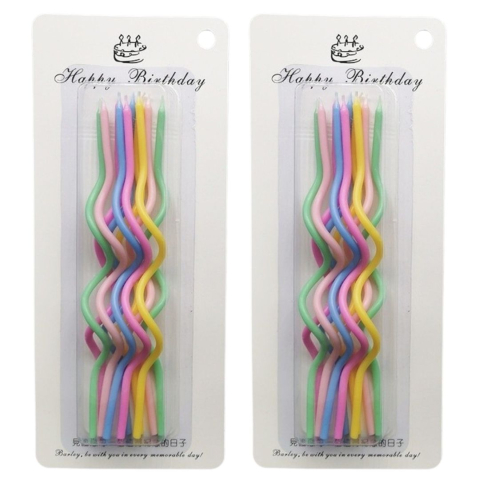 CASA & GRADINA - Set 20 lumanari spiralate pentru tort, 2 pachete x 10 bucati, multicolore, 17 cm, parafina, decor aniversar pentru petreceri si zile de nastere