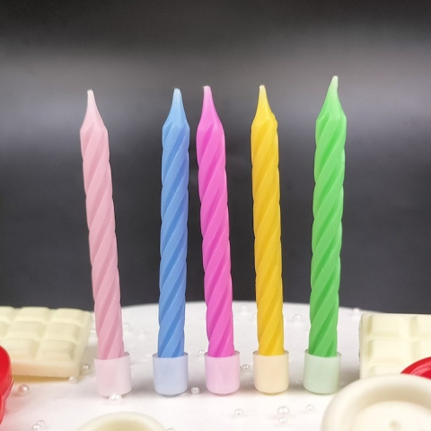 Set 20 lumanari spiralate pentru tort cu suport inclus, 2 pachete x 10 bucati, multicolore, 6.5 cm, parafina, accesorii aniversare pentru petreceri si zile de nastere [3]
