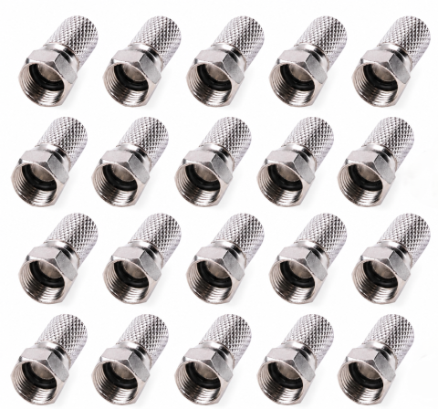 Multimetre - Set 20 mufe F HQ 6.6 mm cu garnitura, conectori coaxiali metalici pentru cablu RG6, montaj prin infiletare, compatibili TV digital, satelit, CATV si CCTV