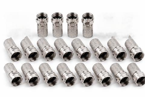 Instrumente LAN - Set 20 mufe F RG6 6.6 mm cu garnitura de etansare, conectori metalici pentru cablu coaxial, compatibili TV, SAT, CATV si CCTV