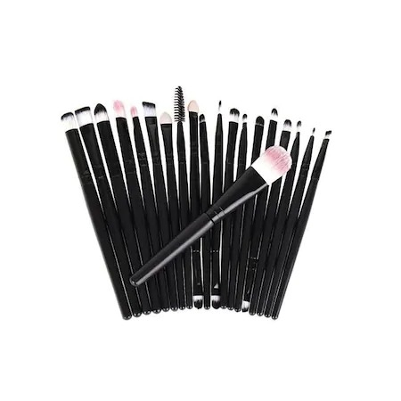 Cosmetice fata - Set 20 pensule de machiaj,make up,manere din lemn - Negru
