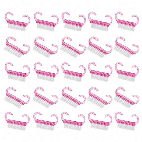 Set 20 Perii pentru Curatarea Unghiilor, Peri Moi si Rezistenti, Design Ergonomic cu Prindere Dubla, 6.5 x 3.2 x 1.5 cm, Roz Transparent [1]