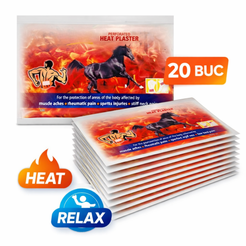 Set 20 plasturi termici cu efect de incalzire, confort si relaxare, utilizare externa, zona musculara si spate, 12x18 cm [1]