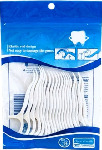 Ustensile îngrijire păr - Set 24 ate dentare albe cu maner, ata interdentara si varf curbat pentru igiena orala, curatarea spatiilor dintre dinti, utilizare individuala