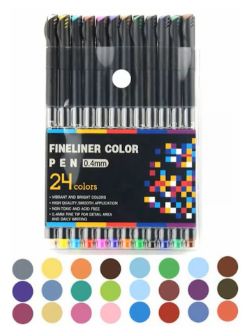 Set 24 finelinere multicolore, varf fin 0,4 mm, pixuri colorate pentru desen [3]