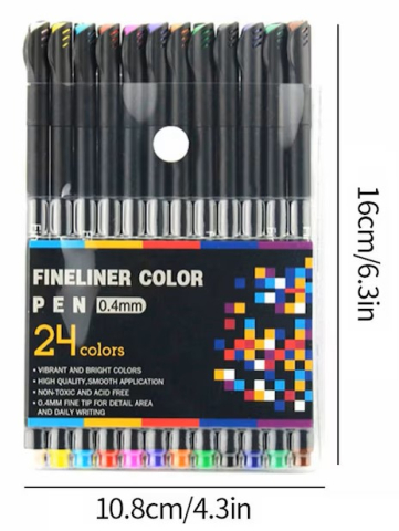 Set 24 finelinere multicolore, varf fin 0,4 mm, pixuri colorate pentru desen [2]