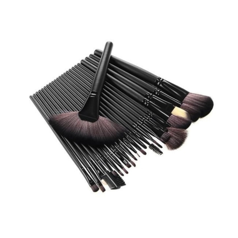 Set 24 pensule machiaj cu peri sintetici, gentuta depozitare, colectie completa pentru machiaj profesional, negru [3]