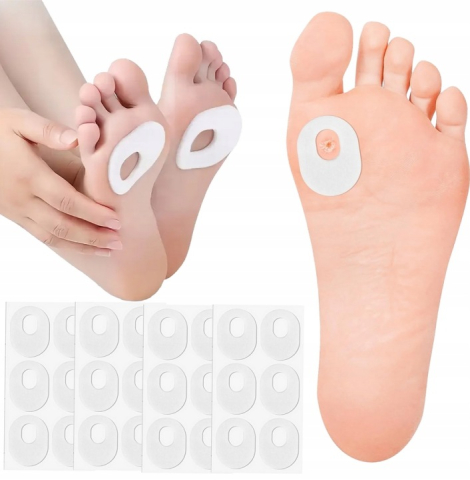 Ustensile îngrijire păr - Set 24 plasturi protectie pentru bataturi si basici, albi, 4 foi x 6 bucati, forma ovala cu centru decupat, pentru picioare, calcai si zone de frecare