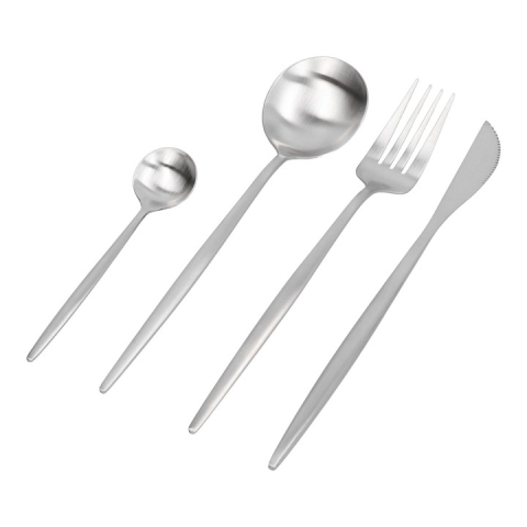 Set 24 tacamuri, stil portughez, 6 linguri, 6 furculite, 6 lingurite, 6 cutite, otel inoxidabil, argintiu [6]