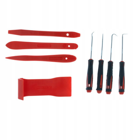 Set 24 unelte profesionale pentru demontare tapiterie auto, extractoare clipsuri, leviere plastic, chei radio si carlige pentru garnituri, in cutie de depozitare [4]