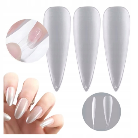 Set 240 tipsuri pentru unghii, ABS, flexibile, durabile, 5 marimi diferite, transparent, cutie depozitare [1]