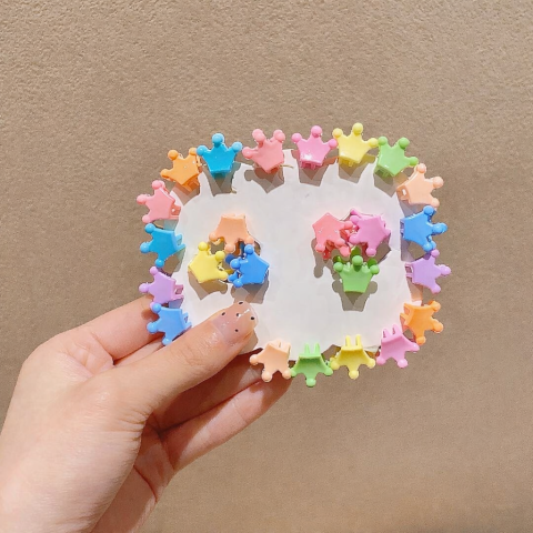 Set 25 elastice par 1, 5 cm si 16 cleme mini model coronita 0, 8 cm, cutie organizator transparenta, multicolor [4]