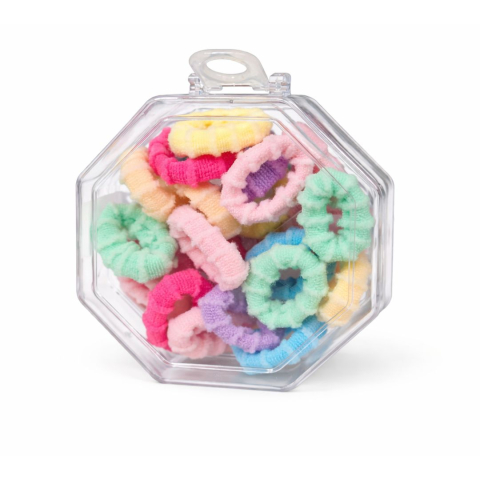 CASA & GRADINA - Set 25 elastice par multicolor, material textil moale, cutie transparenta depozitare