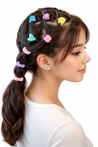 Set 25 elastice par multicolor, material textil moale, cutie transparenta depozitare [3]