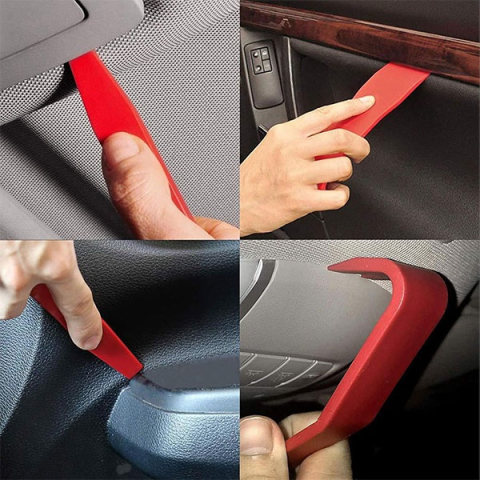 Set 25 unelte demontare interior auto, trusa demontare panouri, cleme si radio auto, plastic rezistent, rosu, cu geanta [9]