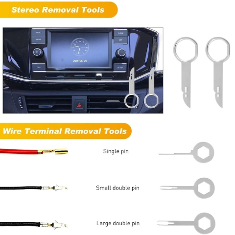 Set 25 unelte demontare interior auto, trusa demontare panouri, cleme si radio auto, plastic rezistent, rosu, cu geanta [2]
