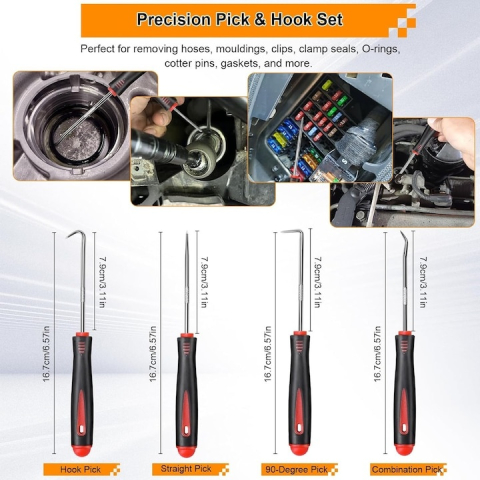 Set 25 unelte demontare interior auto, trusa demontare panouri, cleme si radio auto, plastic rezistent, rosu, cu geanta [3]