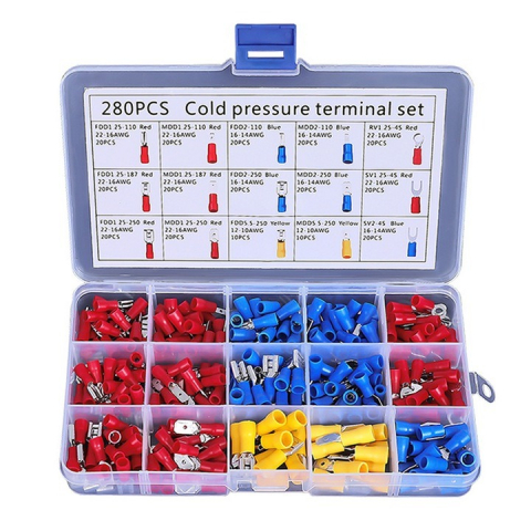 Instrumente LAN - Set 280 terminale electrice izolate, diverse dimensiuni - Multicolor