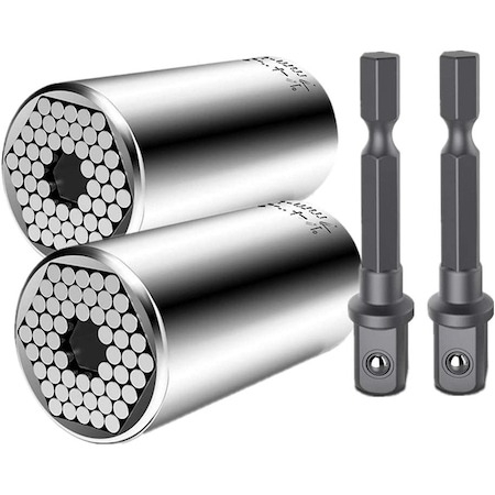 Chei si clesti - Set 2x Cheie tubulara universala chrome vanadium 7-19mm cu extensie la surubelnita,burghiu