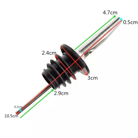 Set 2x Dop cu picurator pentru bauturi, otel inoxidabil, 10.8 x 2.9 cm, negru [3]