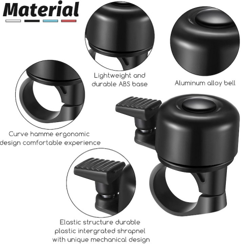 Set 2x Mini sonerie pentru bicicleta din aluminiu,diametru 34 mm - Negru [1]