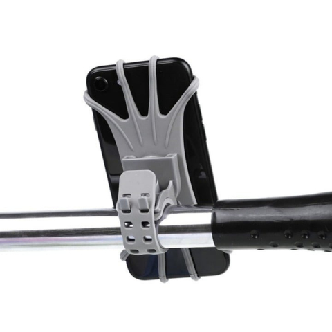 Set 2x Suport telefon din silicon, montare pe ghidon pentru bicicleta, motocicleta, trotineta, rotire 360 grade - Gri [2]