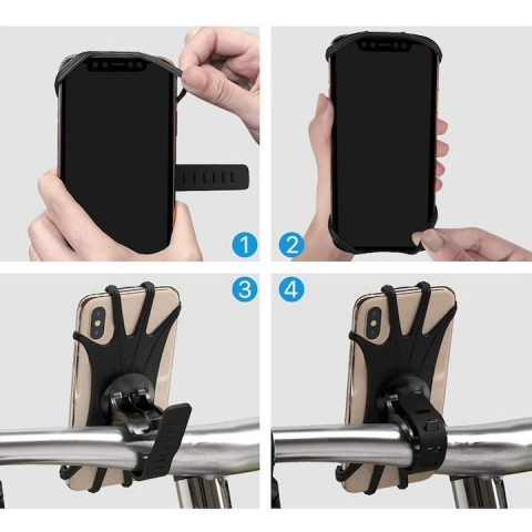 Set 2x Suport telefon din silicon pentru bicicleta,rotire 360 grade - Negru [4]