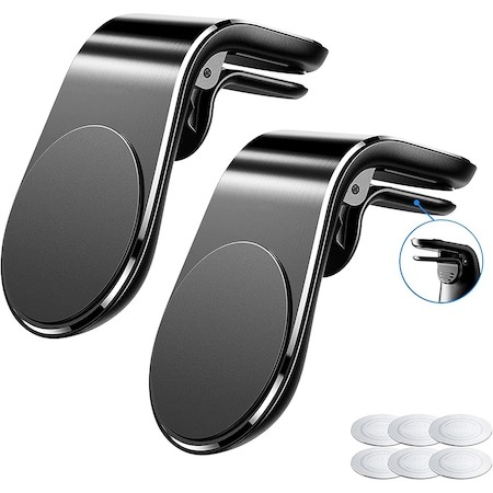 Suport auto telefoane - Set 2x suporti telefon auto magnetici cu fixare pe Grila de Ventilatie - Negru