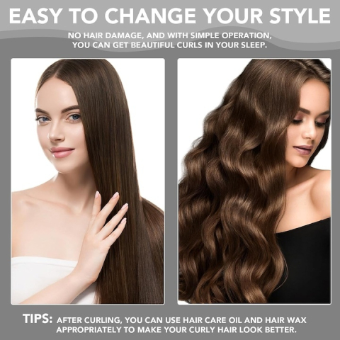 Set 3 bigudiuri, pentru toate tipurile de par, ondulare fara caldura, spuma/metal, flexibile, reutilizabile, 30 x 3 cm, negru [1]