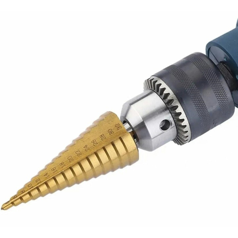 Set 3 burghie conice, dimensiuni diferite, otel HSS cu acoperire titan, tip HEX, auriu – precizie profesionala, durabilitate si performanta superioara [5]