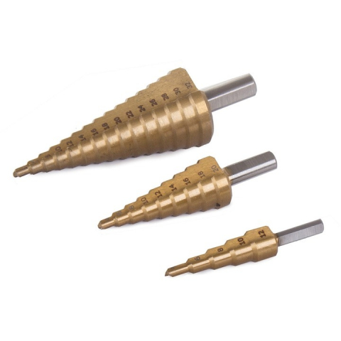 Set 3 burghie conice in trepte din otel, 4-32 mm [1]