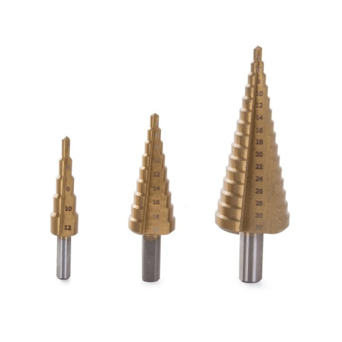 Diverse Unelte - Set 3 burghie conice in trepte din otel, 4-32 mm