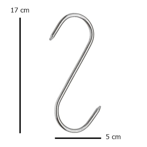 Set 3 carlige inox forma S pentru afumare carne, macelarie, rezistente, sustinere grea, 17 cm, argintiu [1]