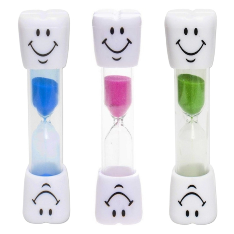 MAMA ȘI COPILUL - Set 3 clepsidre pentru perierea dintilor, 3 minute, 10 x 2.5 cm, albastru/roz/verde