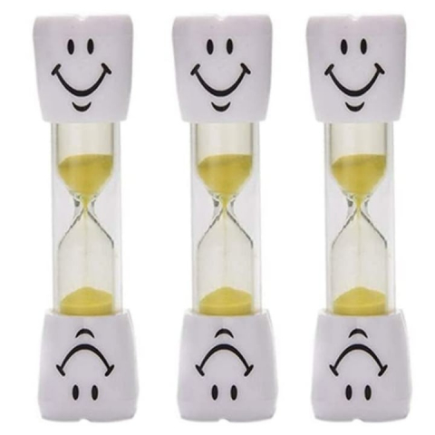 MAMA ȘI COPILUL - Set 3 clepsidre pentru perierea dintilor, 3 minute, 10 x 2.5 cm, galben
