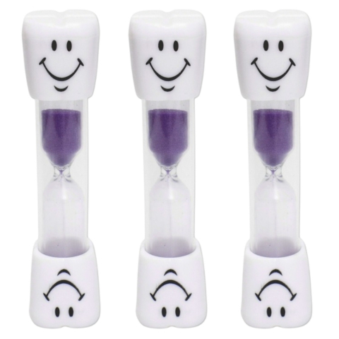 MAMA ȘI COPILUL - Set 3 clepsidre pentru perierea dintilor, 3 minute, 10 x 2.5 cm, mov