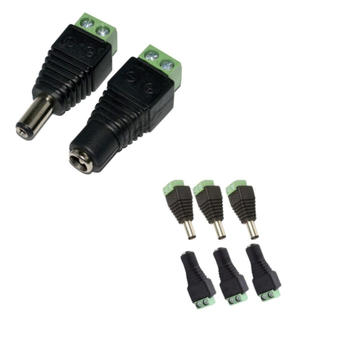 CASA & GRADINA - Set 3 conectori alimentare CCTV mama tata 2.1/5.5 mm cu prindere surub, adaptor alimentare camere supraveghere compatibil cablu alimentare sau UTP