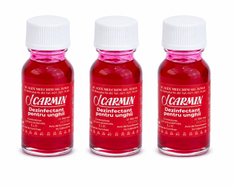 Ustensile îngrijire unghii - Set 3 Dezinfectanti pentru unghii Carmin, solutie pentru igienizare si ingrijire, 10 ml fiecare