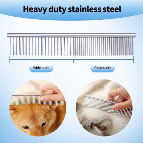 Set 3 foarfece pentru tuns animale si pieptene, cu husa si accesorii, 9 x 3 x 21.3 cm, argintiu – ingrijire completa si sigura pentru caini si pisici [8]