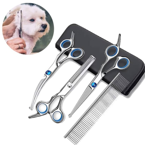Set 3 foarfece pentru tuns animale si pieptene, cu husa si accesorii, 9 x 3 x 21.3 cm, argintiu – ingrijire completa si sigura pentru caini si pisici [9]