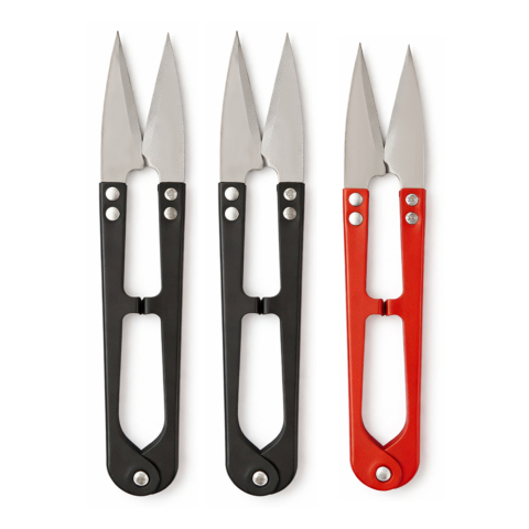 CASA & GRADINA - Set 3 foarfeci croitorie compacte, negru + negru + rosu, 10.4 cm, lame otel inoxidabil, taiere precisa fire textile