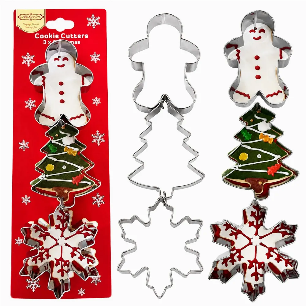 Set 3 Forme Biscuiti Craciun Argintii, Decupatoare Metalice pentru Aluat [3]